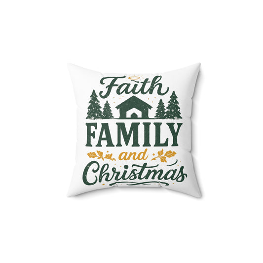 Festive Faith Family Christmas Pillow