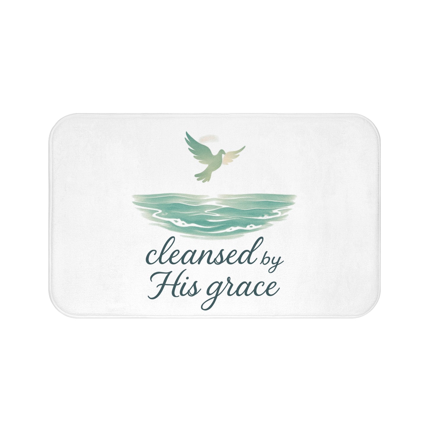Spiritual Bath Mat with Inspirational Quote, Cleansed by His Grace, Faith Home Decor, Bathroom Accessory, Relaxing Gift