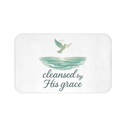 Spiritual Bath Mat with Inspirational Quote, Cleansed by His Grace, Faith Home Decor, Bathroom Accessory, Relaxing Gift