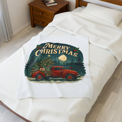 Merry Christmas Velveteen Plush Blanket