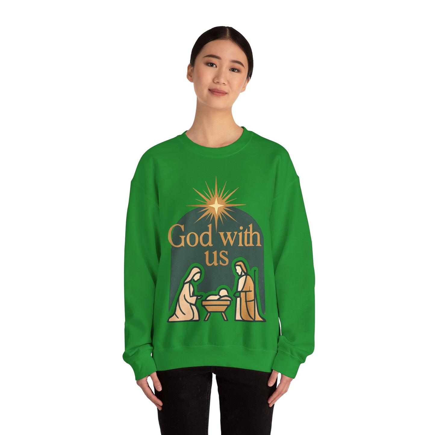 "God with Us" - Cozy Christmas Sweatshirt, Holiday Spirit Wear, Religious Gift, Unisex Crewneck