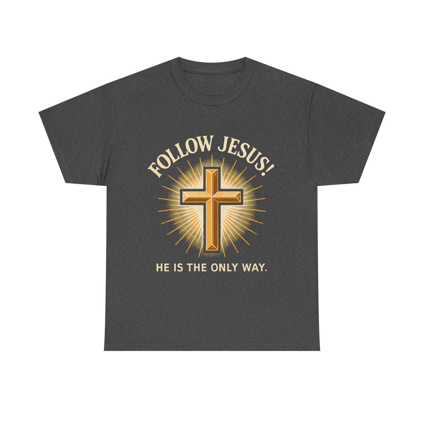"Follow Jesus" Christian Faith Unisex Heavy Cotton Tee, Inspiration Apparel
