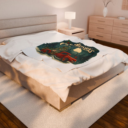 Merry Christmas Velveteen Plush Blanket