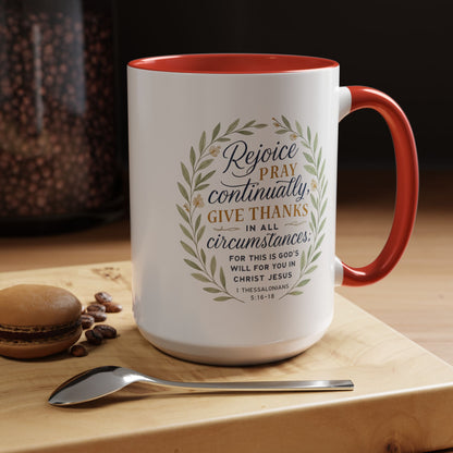 Inspirational Floral Coffee Mug - Rejoice, Pray, Give Thanks