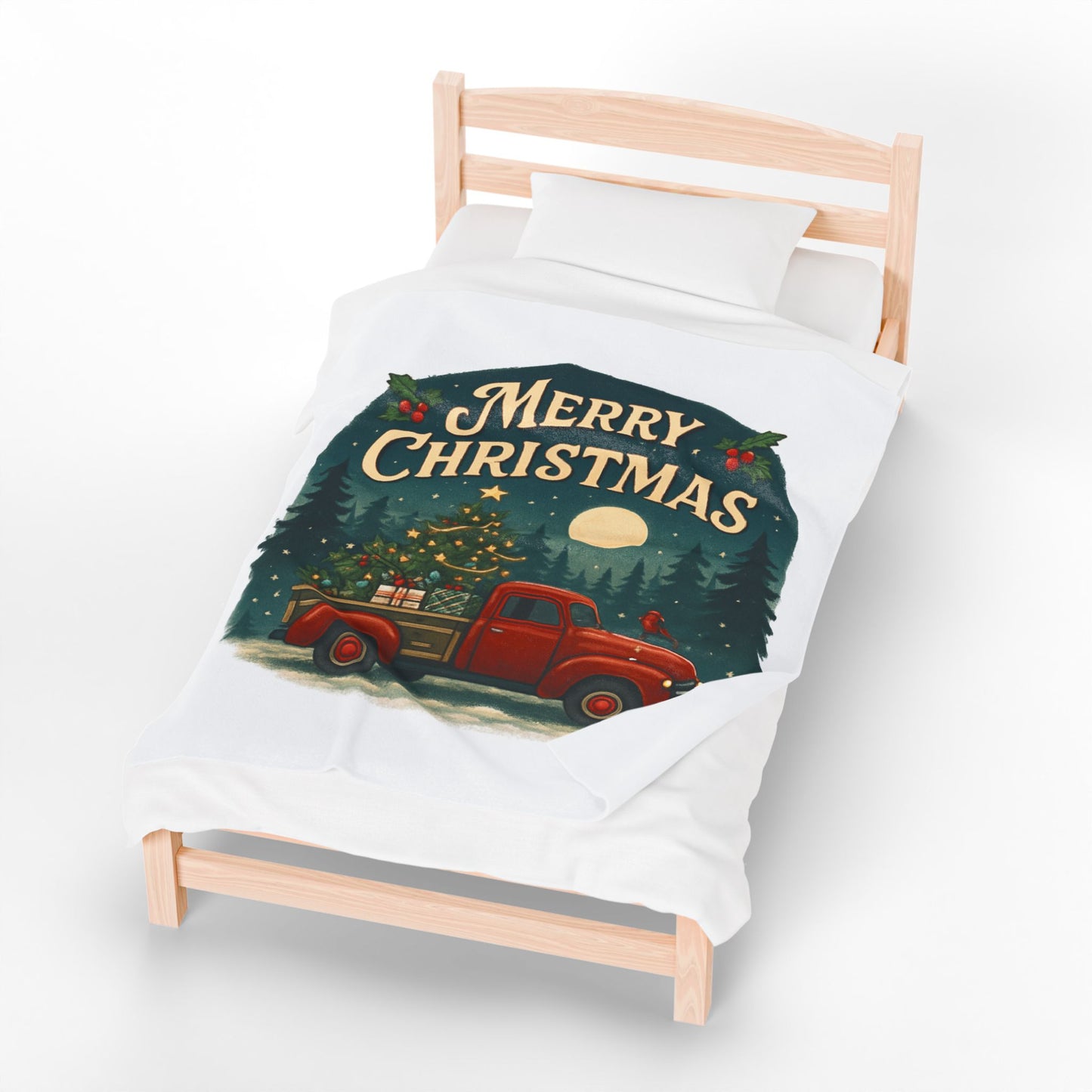 Merry Christmas Velveteen Plush Blanket