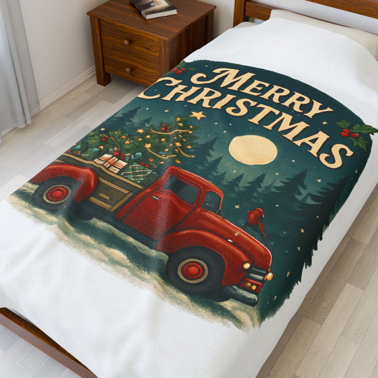 Merry Christmas Velveteen Plush Blanket