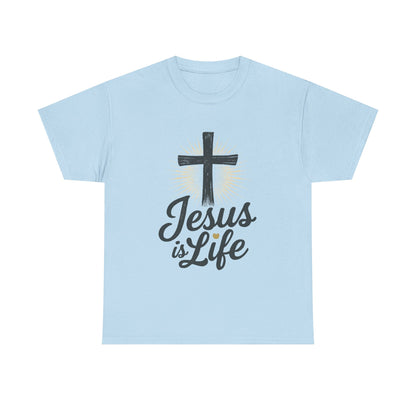 "Jesus is Life" - Front and Back - Faith-Inspired Unisex Heavy Cotton Tee