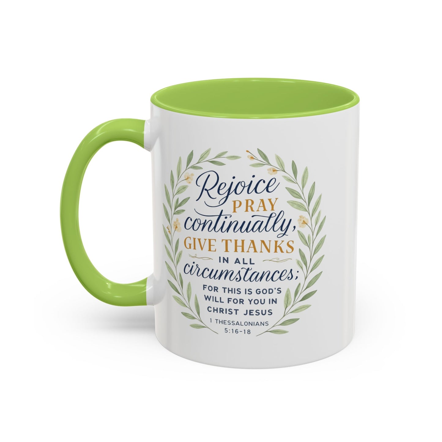 Inspirational Floral Coffee Mug - Rejoice, Pray, Give Thanks