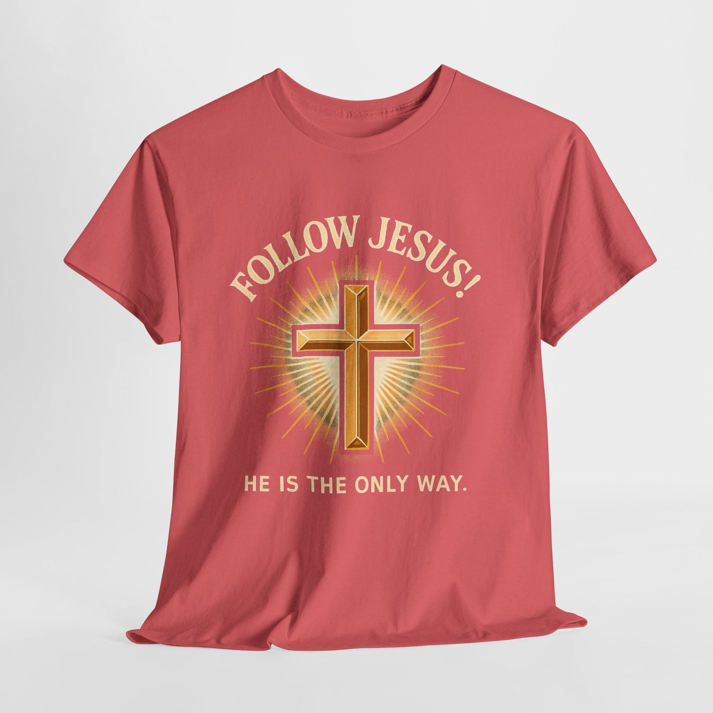 "Follow Jesus" Christian Faith Unisex Heavy Cotton Tee, Inspiration Apparel