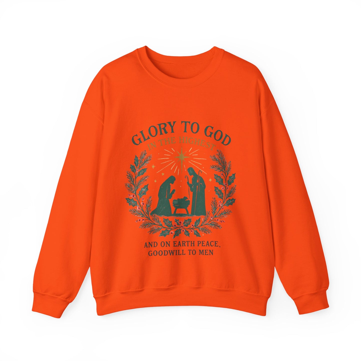 "Glory to God" - Christmas Nativity Sweatshirt, Unisex Crewneck, Holiday Apparel, Inspirational Clothing