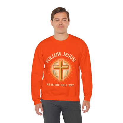 "Follow Jesus" Faith-Inspired Crewneck Sweatshirt Christian Apparel, Gift for Believers, Religious Sweatshirt, Inspirational Fashion