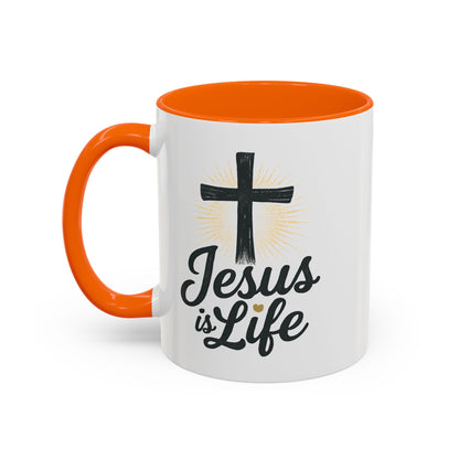 "Jesus is Life" - Christian Accent Coffee Mug - Inspirational 11oz & 15oz