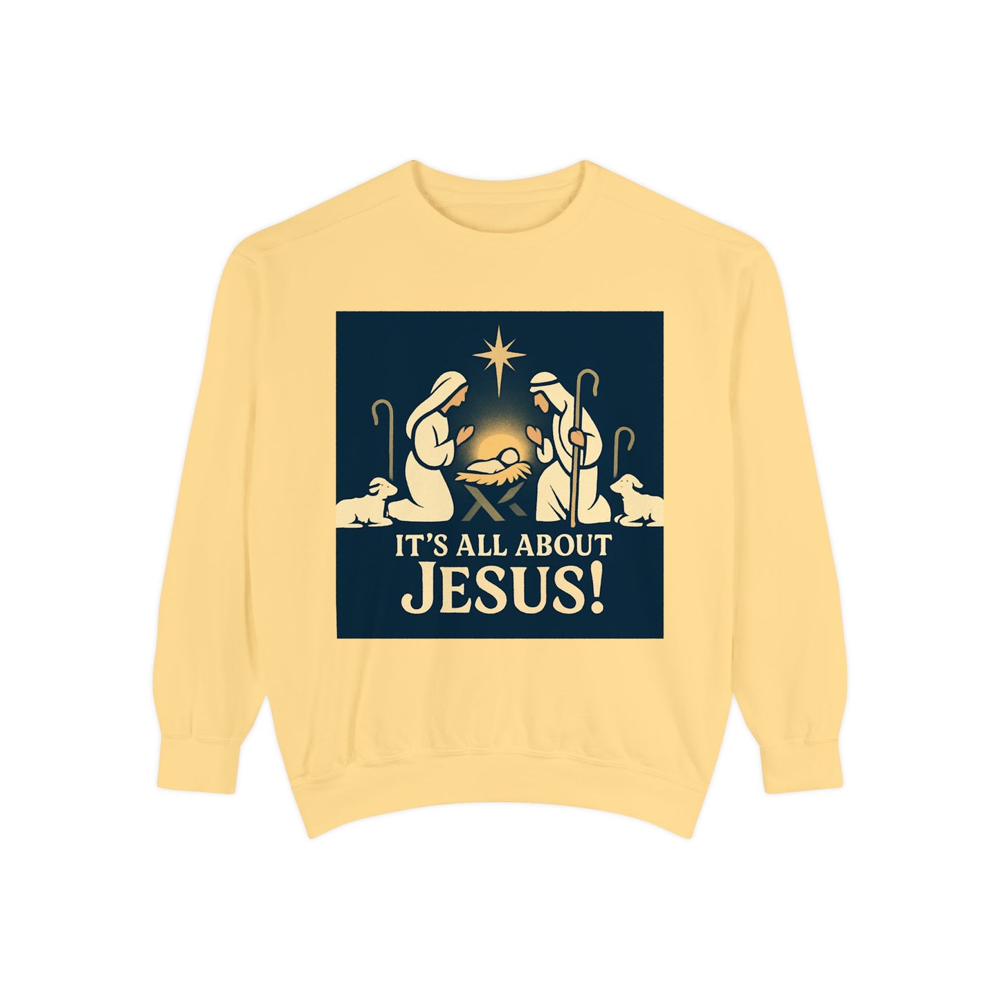"It's all about Jesus" - Christian Christmas Sweatshirt, Holiday Gift, Faith-Based Apparel, Unisex Cozy Wear