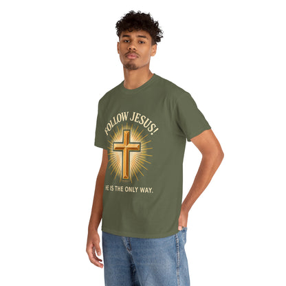 "Follow Jesus" Christian Faith Unisex Heavy Cotton Tee, Inspiration Apparel
