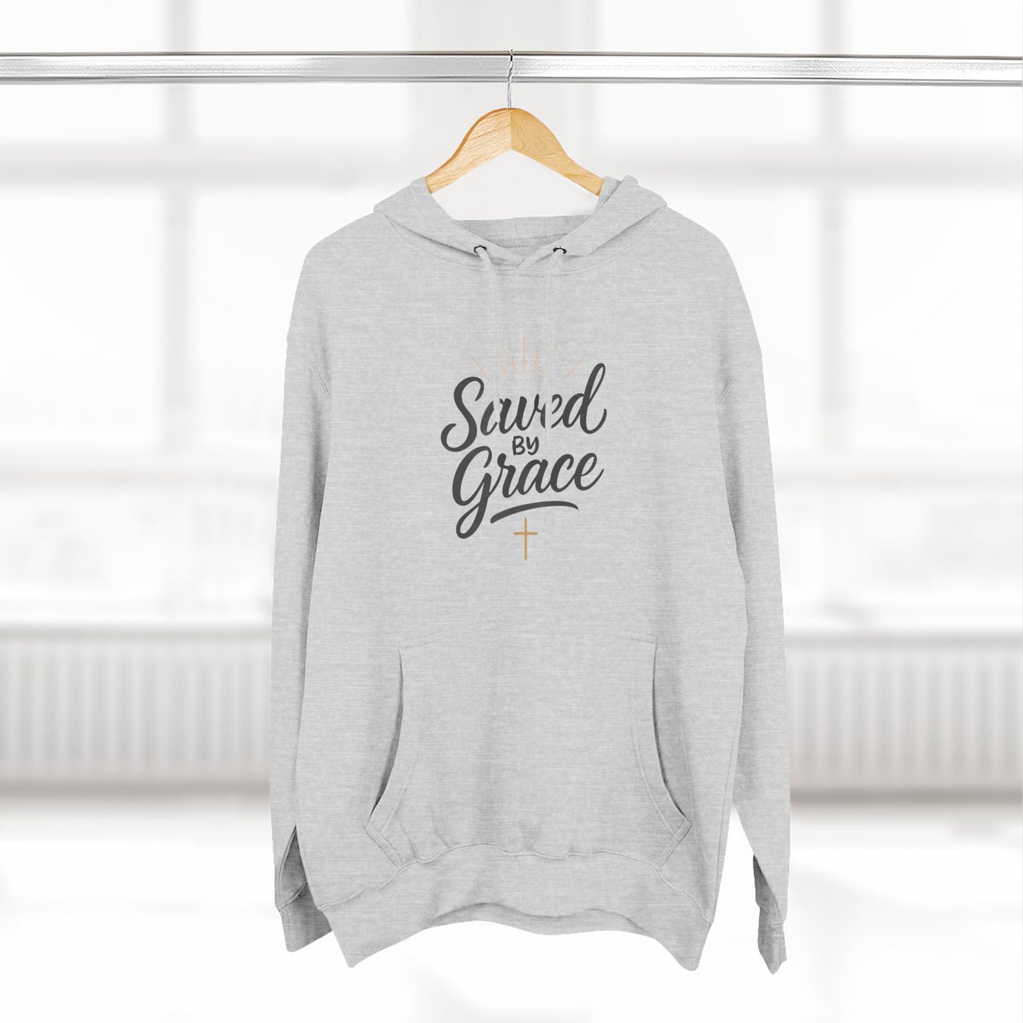 "Saved by Grace" Fleece Hoodie | Faith-Inspired Hoodie | Inspirational Sweatshirt, Christian Gift, Cozy Pullover, Spiritual Wear