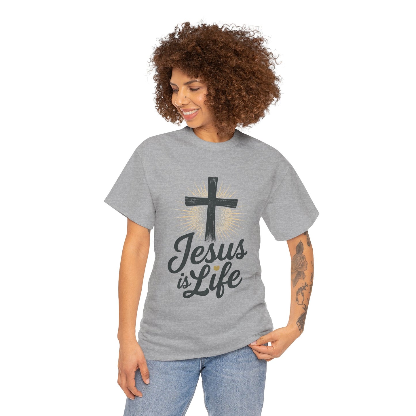 "Jesus is Life" - Front and Back - Faith-Inspired Unisex Heavy Cotton Tee