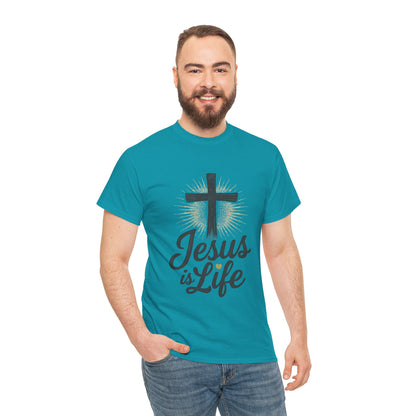 "Jesus is Life" - Inspirational T-Shirt - Unisex Heavy Cotton Tee