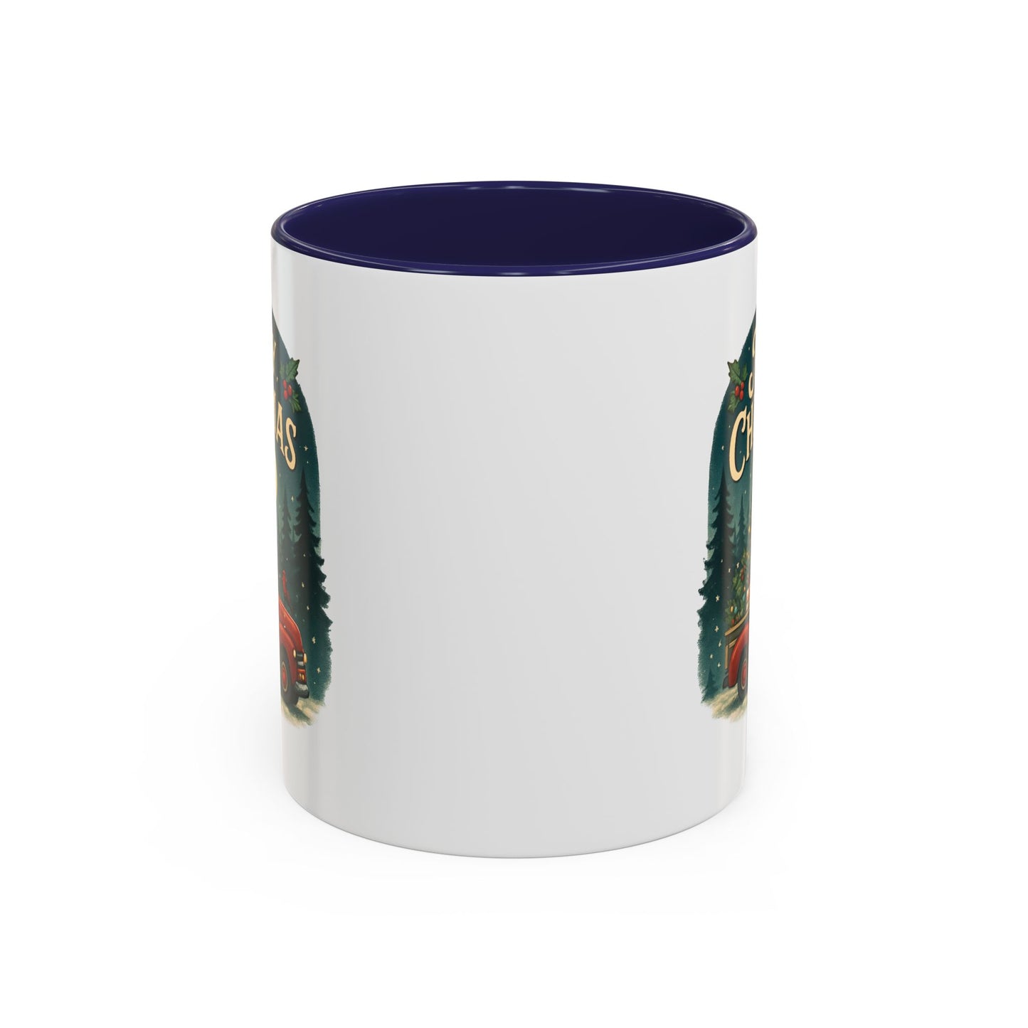 Mug - "Merry Christmas" Red Truck Design Accent Coffee Mug (11, 15oz)