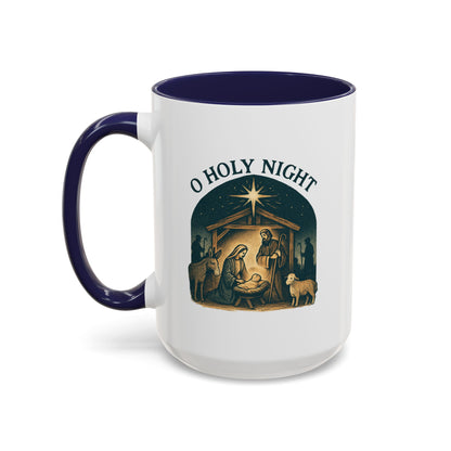O Holy Night" - Christmas Themed Coffee Mug, Holiday Gift, Festive Kitchen Decor