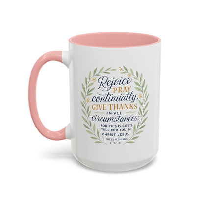 Inspirational Floral Coffee Mug - Rejoice, Pray, Give Thanks