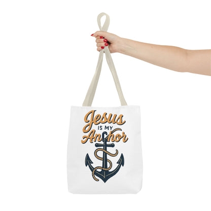 Nautical Tote Bag, "Jesus is My Anchor", Christian Gift, Faith-Inspired Bag, Beach or Everyday Use, Religious Themed Accessory