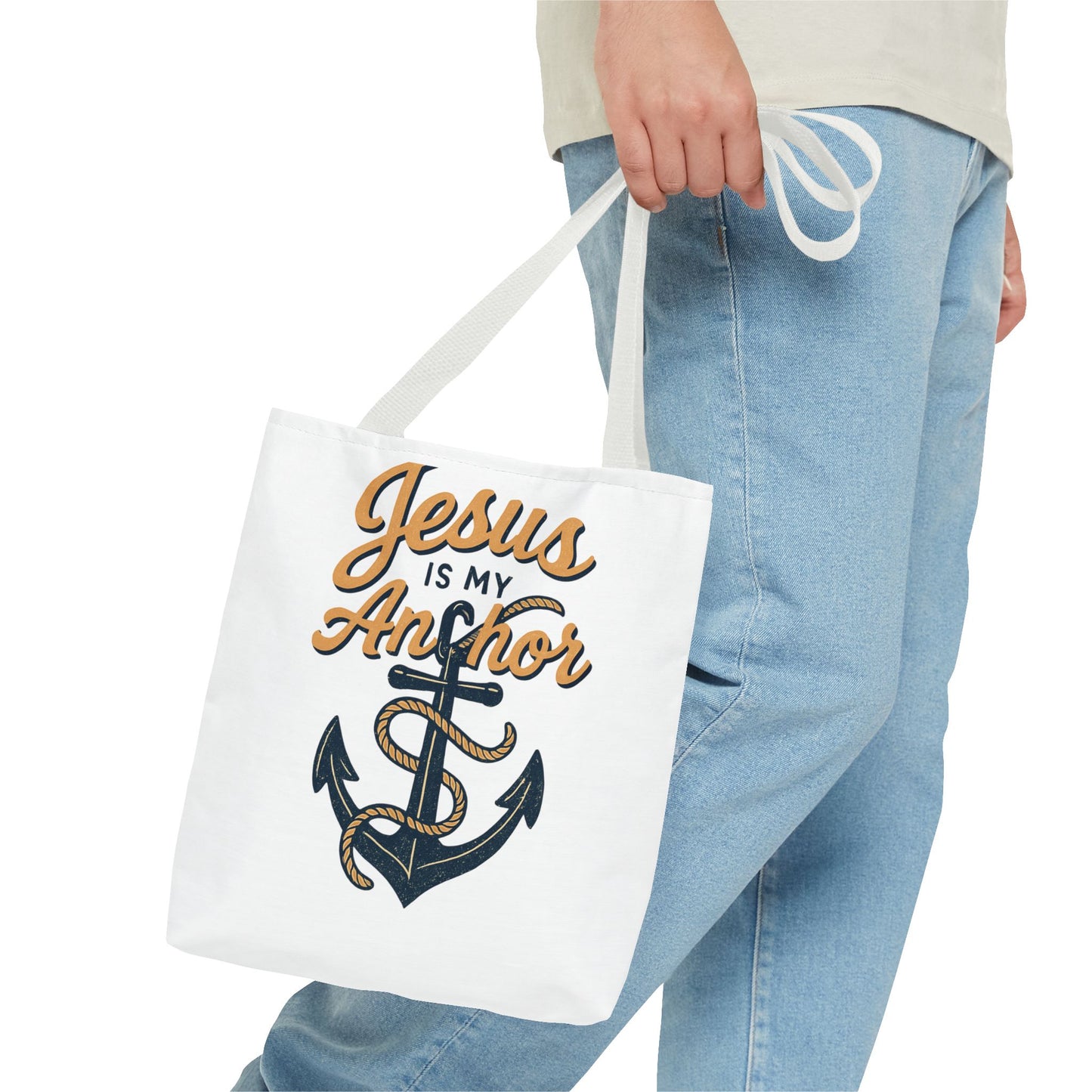 Nautical Tote Bag, "Jesus is My Anchor", Christian Gift, Faith-Inspired Bag, Beach or Everyday Use, Religious Themed Accessory