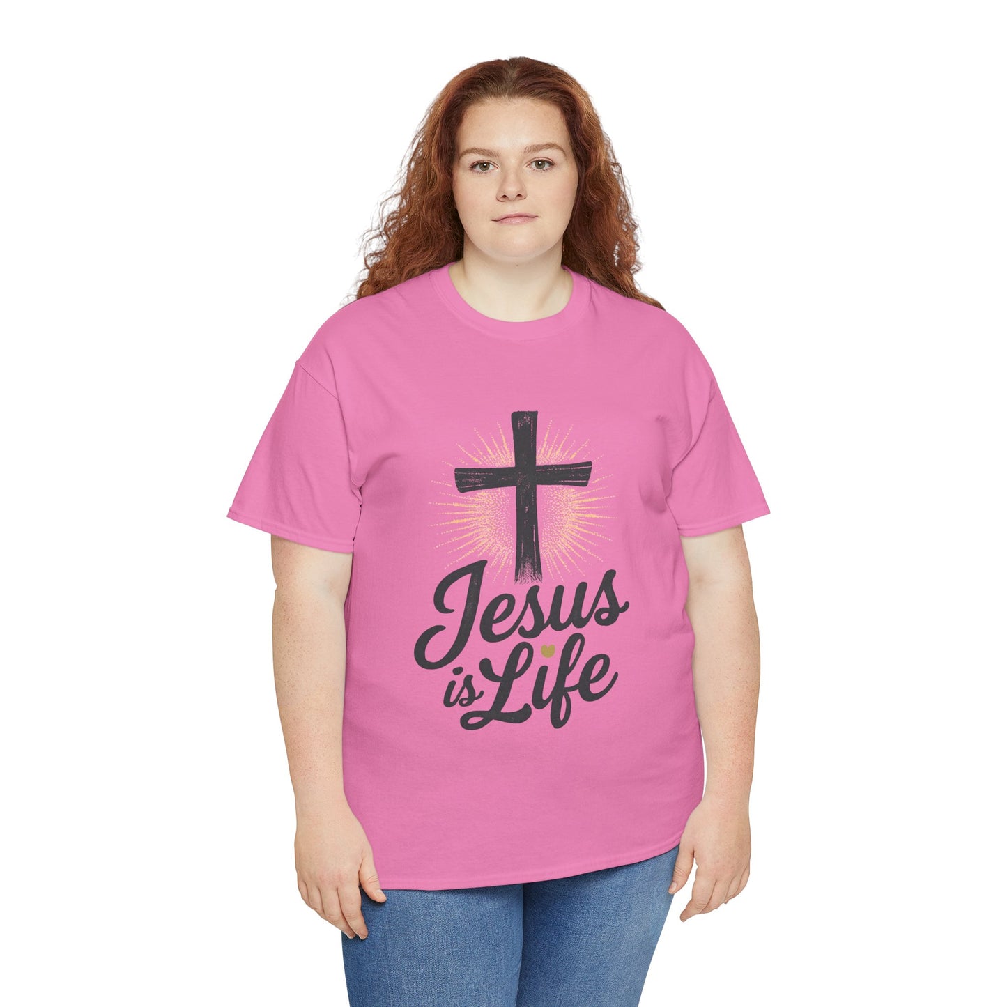 "Jesus is Life" - Front and Back - Faith-Inspired Unisex Heavy Cotton Tee