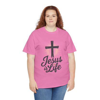 "Jesus is Life" - Front and Back - Faith-Inspired Unisex Heavy Cotton Tee
