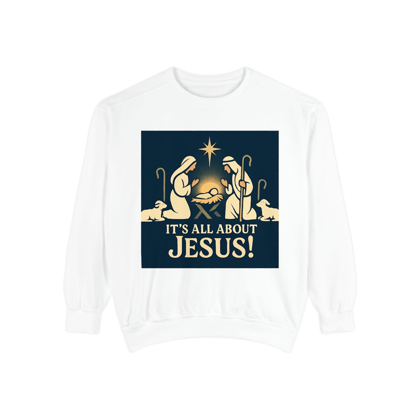 "It's all about Jesus" - Christian Christmas Sweatshirt, Holiday Gift, Faith-Based Apparel, Unisex Cozy Wear
