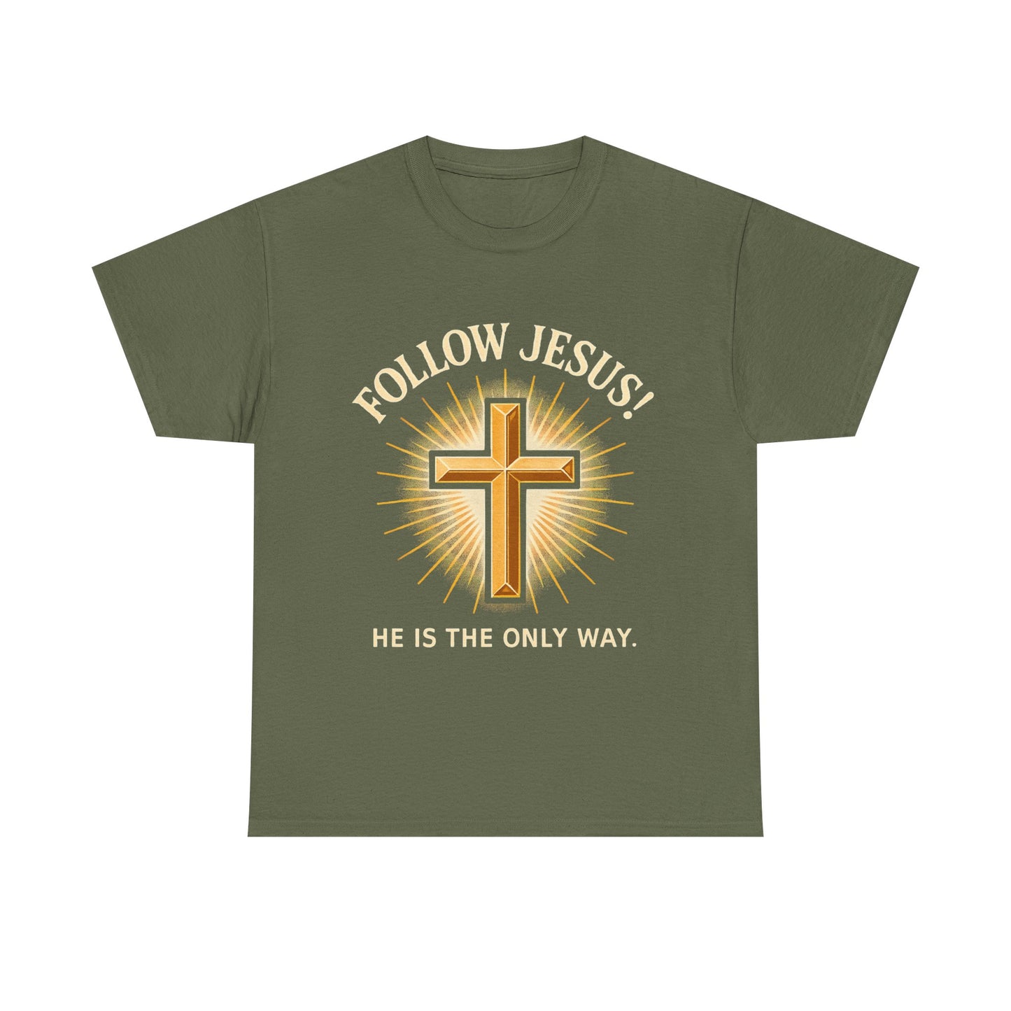 "Follow Jesus" Christian Faith Unisex Heavy Cotton Tee, Inspiration Apparel
