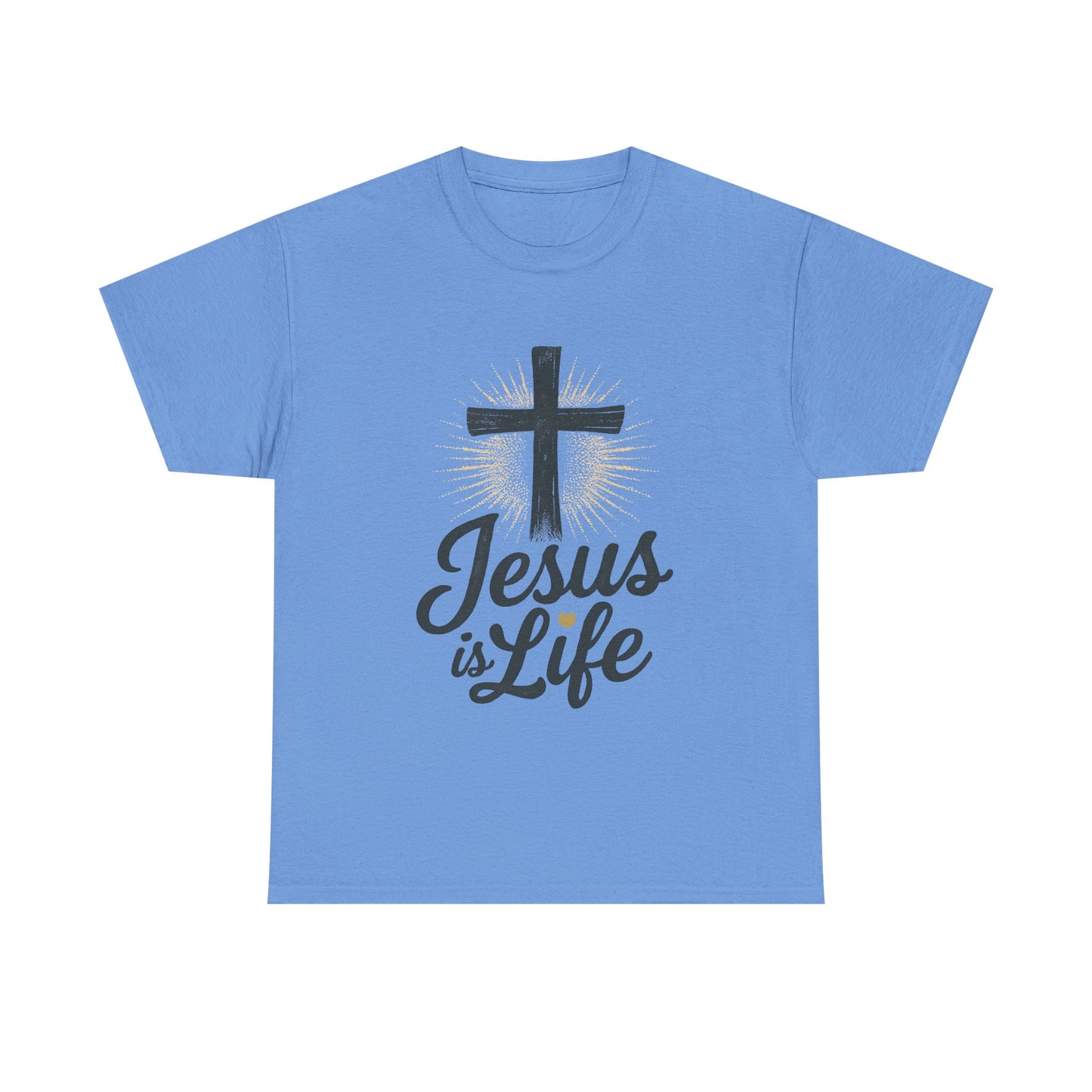 "Jesus is Life" - Front and Back - Faith-Inspired Unisex Heavy Cotton Tee