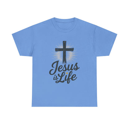 "Jesus is Life" - Front and Back - Faith-Inspired Unisex Heavy Cotton Tee