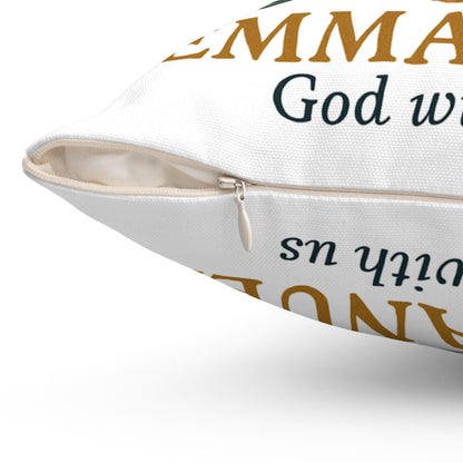 Emmanuel Nativity Square Pillow - Cozy Christmas Home Decor