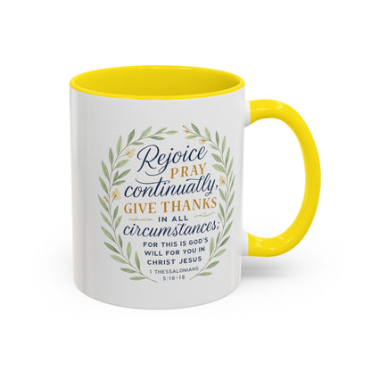 Inspirational Floral Coffee Mug - Rejoice, Pray, Give Thanks