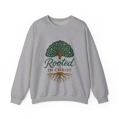 "Rooted in Christ" - Faith-Inspired Crewneck Sweatshirt - Cozy Gift for Christians, Perfect for Church