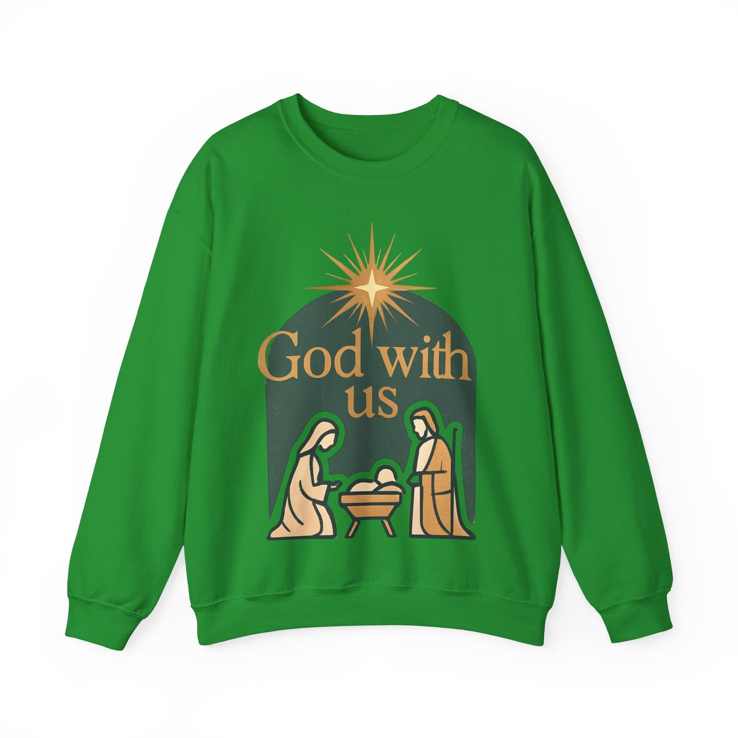 "God with Us" - Cozy Christmas Sweatshirt, Holiday Spirit Wear, Religious Gift, Unisex Crewneck