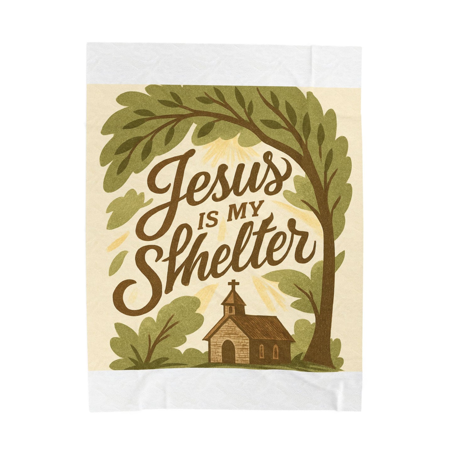 "Jesus is My Shelter" - Cozy Faith-Inspired Velveteen Plush Blanket, Throw, Home Decor, Gift for Baptism, Wedding, Housewarming, Christian Gifts