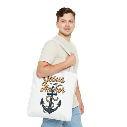 Nautical Tote Bag, "Jesus is My Anchor", Christian Gift, Faith-Inspired Bag, Beach or Everyday Use, Religious Themed Accessory