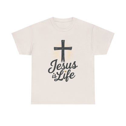 "Jesus is Life" - Front and Back - Faith-Inspired Unisex Heavy Cotton Tee