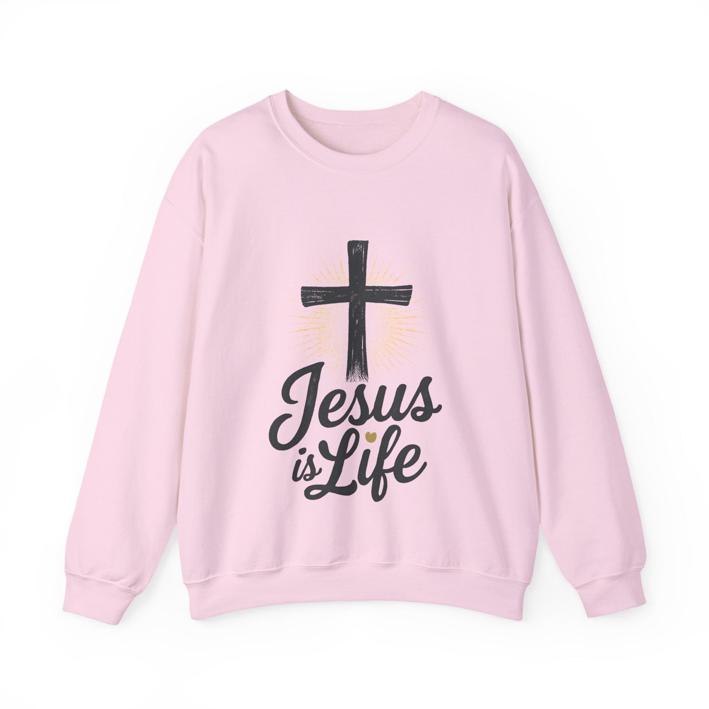 "Jesus is Life" - Christian Inspirational Crewneck Sweatshirt