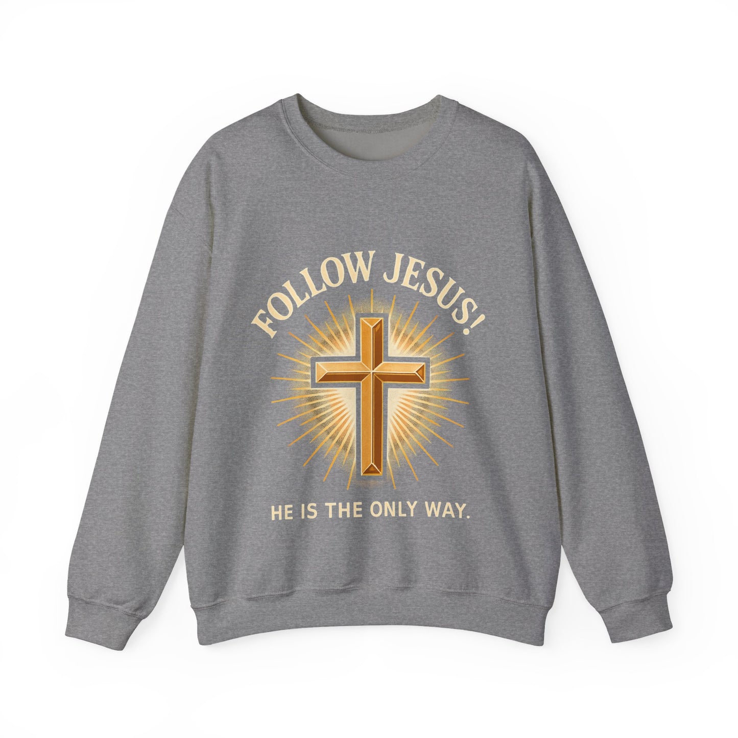 "Follow Jesus" Faith-Inspired Crewneck Sweatshirt Christian Apparel, Gift for Believers, Religious Sweatshirt, Inspirational Fashion