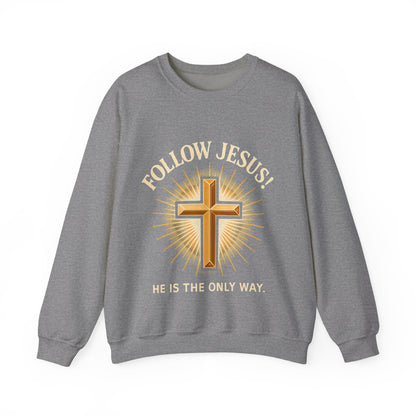 "Follow Jesus" Faith-Inspired Crewneck Sweatshirt Christian Apparel, Gift for Believers, Religious Sweatshirt, Inspirational Fashion