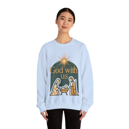 "God with Us" - Cozy Christmas Sweatshirt, Holiday Spirit Wear, Religious Gift, Unisex Crewneck