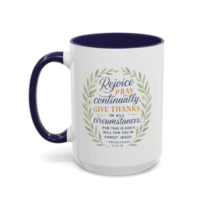 Inspirational Floral Coffee Mug - Rejoice, Pray, Give Thanks