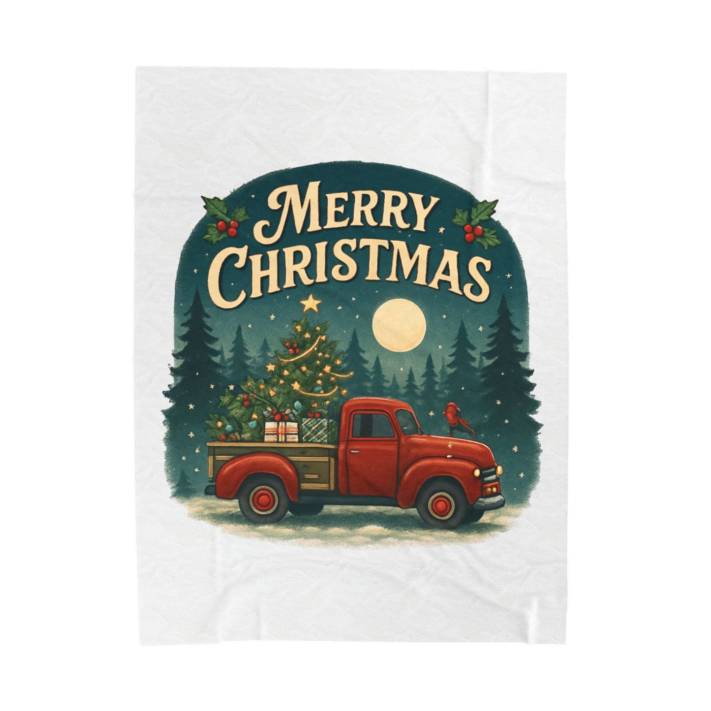 Merry Christmas Velveteen Plush Blanket
