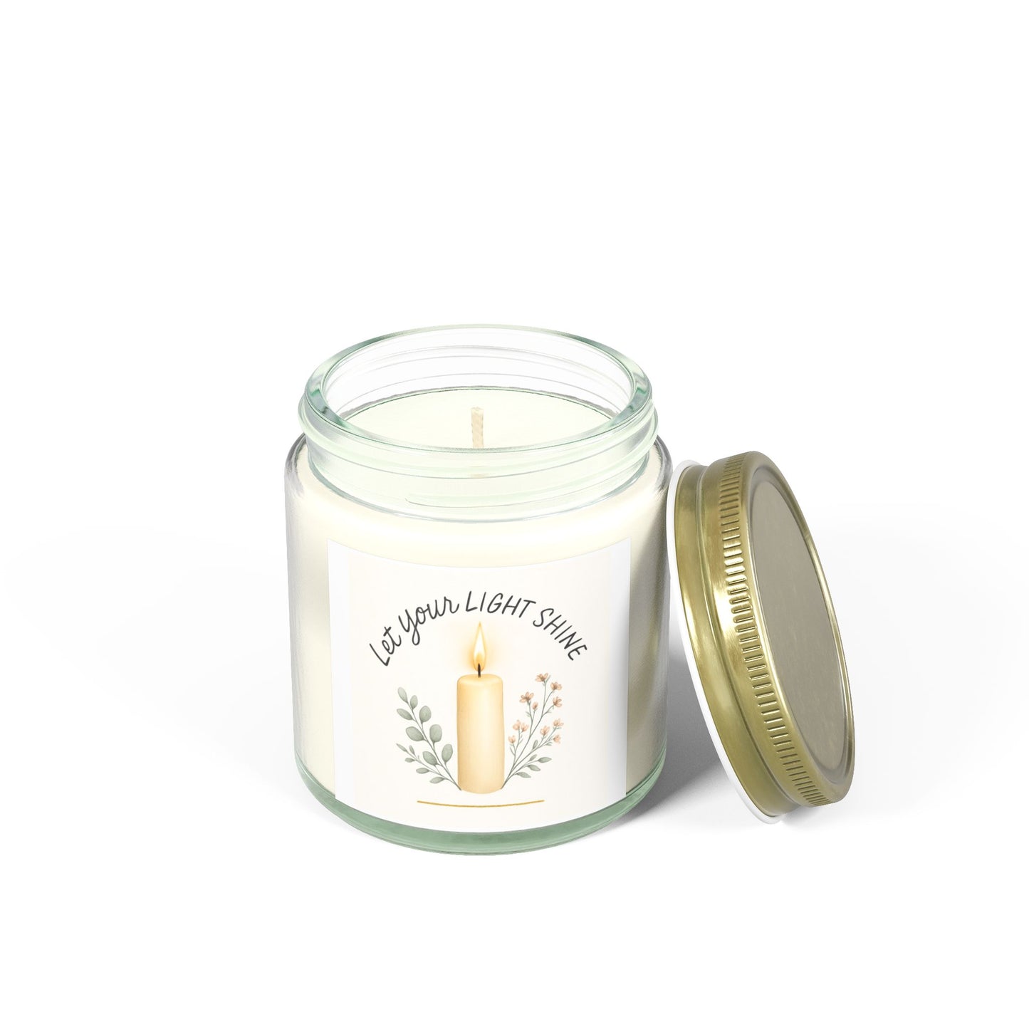 "Let Your Light Shine" - Scented Candles, Coconut Apricot Wax (4oz, 9oz)