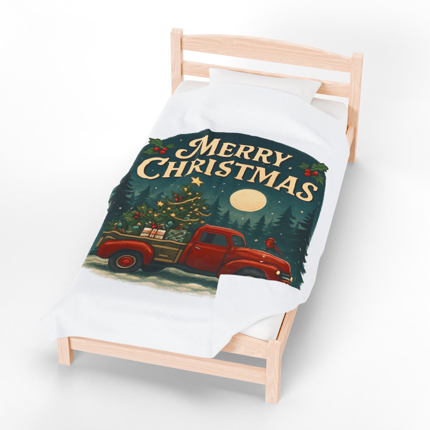 Merry Christmas Velveteen Plush Blanket
