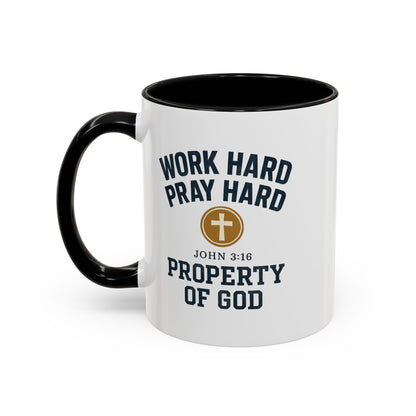 "Work Hard, Pray Hard" Inspirational Coffee Mug (11, 15oz)