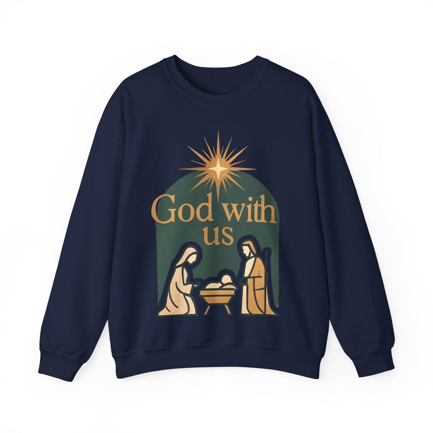 "God with Us" - Cozy Christmas Sweatshirt, Holiday Spirit Wear, Religious Gift, Unisex Crewneck