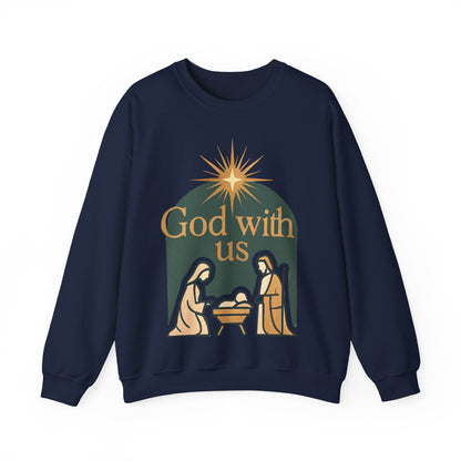 "God with Us" - Cozy Christmas Sweatshirt, Holiday Spirit Wear, Religious Gift, Unisex Crewneck